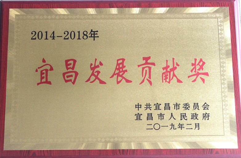 公司獲“宜昌發(fā)展貢獻(xiàn)獎(jiǎng)”榮譽(yù)